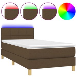 vidaXL kontinentaalvoodi madrats ja LED, tumepruun, 100x200 cm, kangas