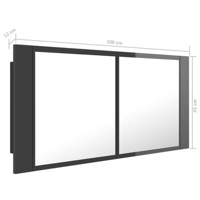 vidaXL LED-peeglikapp, kõrgläikega, hall, 100 x 12 x 45 cm, akrüül