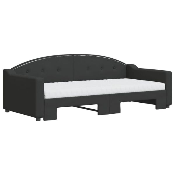 vidaXL diivanvoodi v&auml;ljat&otilde;mmatava osaga, must, 90x190 cm, kangas