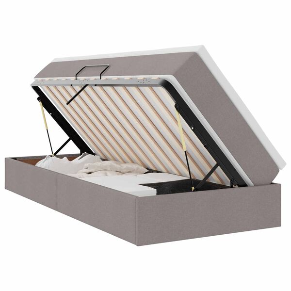 vidaXL Voodi hoiukohaga ja madratsiga Pruunikashall 100 x 200 cm