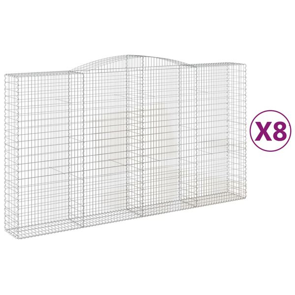 vidaXL kaarekujulised gabioonkorvid 8 tk, 400x50x220/240 cm, raud