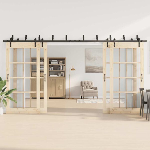 vidaXL liugukse tarvikute komplekt 427 cm terasest, must