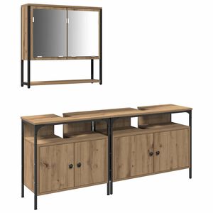 vidaXL Vannitoa m&ouml;&ouml;bleset riiuliga ladustamisega 3 pcs Pruun Tehispuit