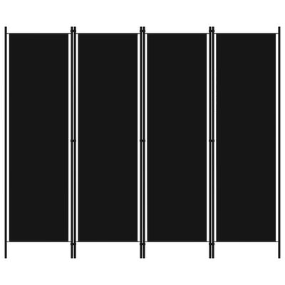 vidaXL 4 paneeliga ruumijagaja, must, 200 x 180 cm