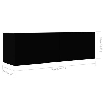vidaXL 4-osaline telerikappide komplekt, must, puitlaastplaat