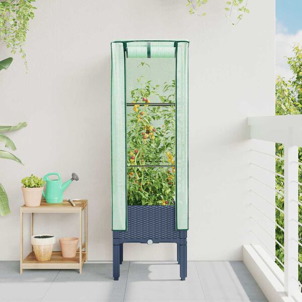 vidaXL taimekast kasvuhoonekattega, rotangi v&auml;limus, 40 x 40 x 140 cm