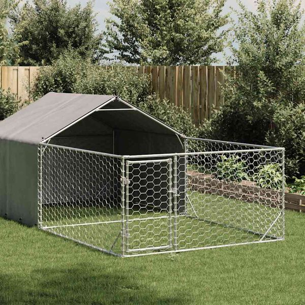 vidaXL Outdoor Dog Kennel Run 5x2x1,5 m tsingitud terasega