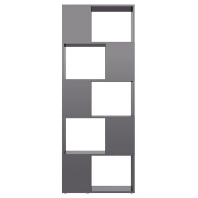 vidaXL raamaturiiul/ruumijagaja, kõrgläikega hall, 60 x 24 x 155 cm