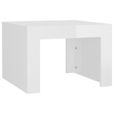 vidaXL kohvilaud, kõrgläikega valge, 50x50x35 cm, puitlaastplaat