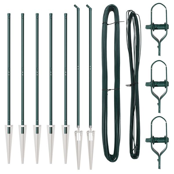 vidaXL Aiapostid 7 pcs Roheline Ø32mm 180 cm Tsingitud teras