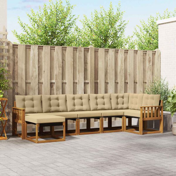 vidaXL V&auml;li diivanikomplekt padjaga 7 pcs Looduslik ja beež