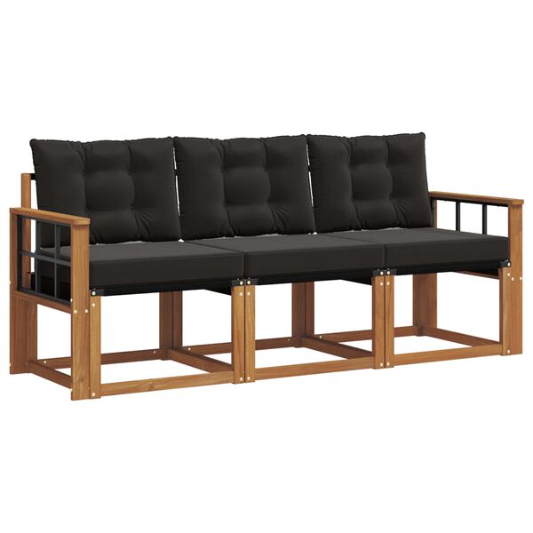 vidaXL V&auml;li diivanikomplekt padjaga 3 pcs Looduslik ja must