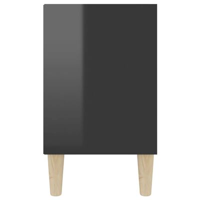 vidaXL puitjalgadega telerikapp, kõrgläikega must, 103,5x30x50 cm