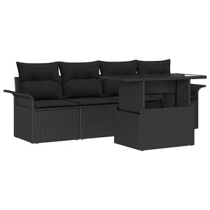vidaXL Aia Diivanikomplekt padjaga 5 pcs Must Pol&uuml; Rattan