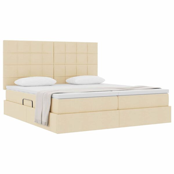 vidaXL Laos voodi madratsiga peaga Kreem 180 x 200 cm Kunstnahk