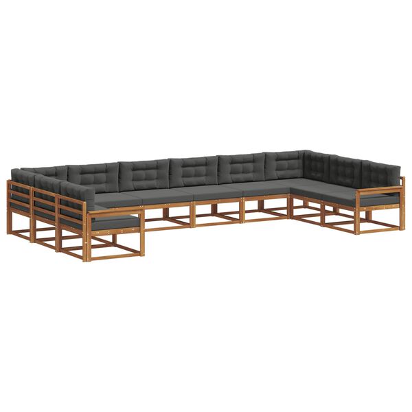 vidaXL V&auml;li diivanikomplekt padjaga 10 pcs Looduslik ja antriit