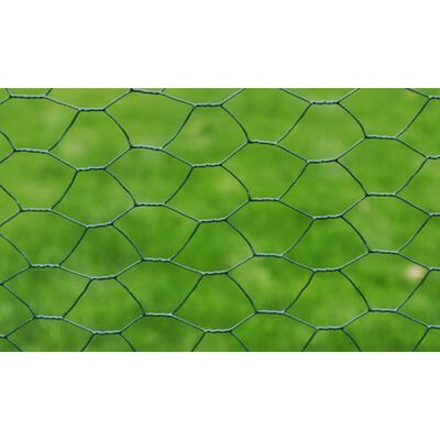 vidaXL kanade traataed tsingutud PVC kattega 25 x 0,5 m, roheline