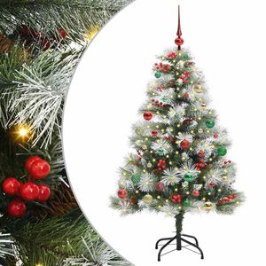 vidaXL Tehisj&otilde;ulupuu Roheline ja valge 150 cm PVC, metall ja plastik