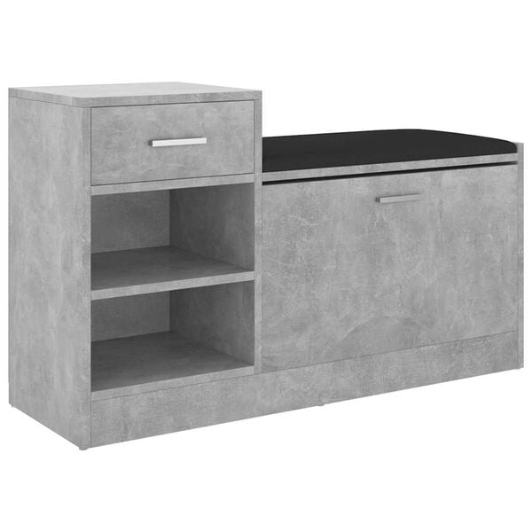 vidaXL jalatsipink, betoonhall, 94,5 x 31 x 57 cm, tehispuit