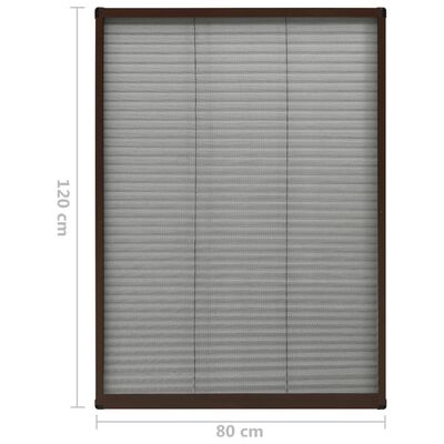 vidaXL plisseeritud putukavõrk aknale, alumiinium, pruun, 80 x 120 cm