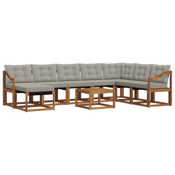 vidaXL V&auml;li diivanikomplekt padjaga 9 pcs Looduslik ja Hele Hall