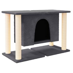 vidaXL kassimaja sisalk&ouml;itega kraapimispuudega, tumehall, 50 cm