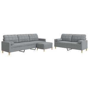 vidaXL 3-osaline diivanikomplekt patjadega, helehall, kangas
