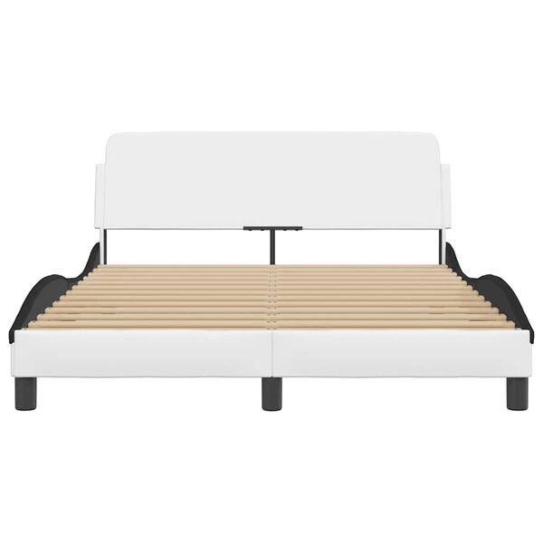 vidaXL voodiraam Dover, valge ja must, 120 x 200 cm, kunstnahk