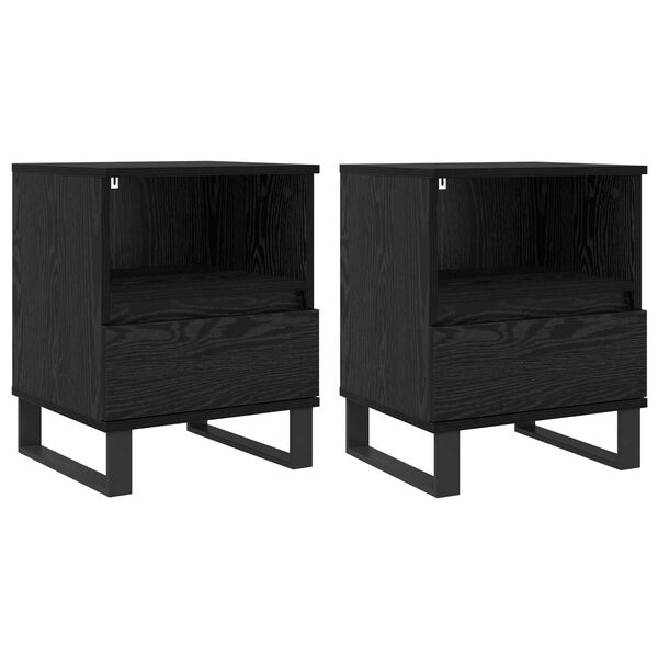 vidaXL Voodikapp sahtliga Must tamm 40 x 35 x 50 cm Tehispuit