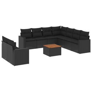 vidaXL 10-osaline aiadiivani komplekt patjadega, must, pol&uuml;rotang