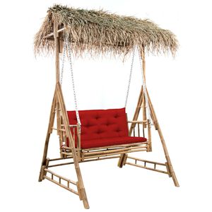 vidaXL 2-kohaline aiakiik palmilehtede ja padjaga, 202 cm, bambus