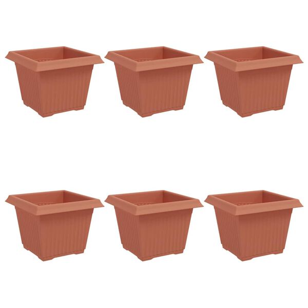 vidaXL Ruutlillepott 6 pcs Kohviroosa 23 x 23 x 17,5 cm Plastmass