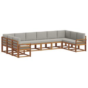 vidaXL V&auml;li diivanikomplekt padjaga 10 pcs Looduslik ja Hele Hall