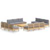 vidaXL 13-osaline aiamööbli komplekt hallide patjadega, männipuit
