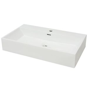 vidaXLi keraamiline valamu kraaniavaga 76 x 42,5 x 14,5 cm valge