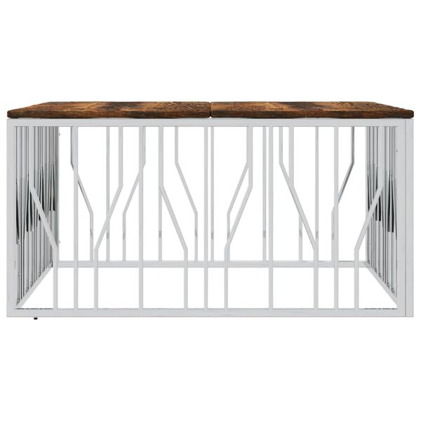 vidaXL kohvilaud, hõbedane, roostevaba teras ja taastatud puit