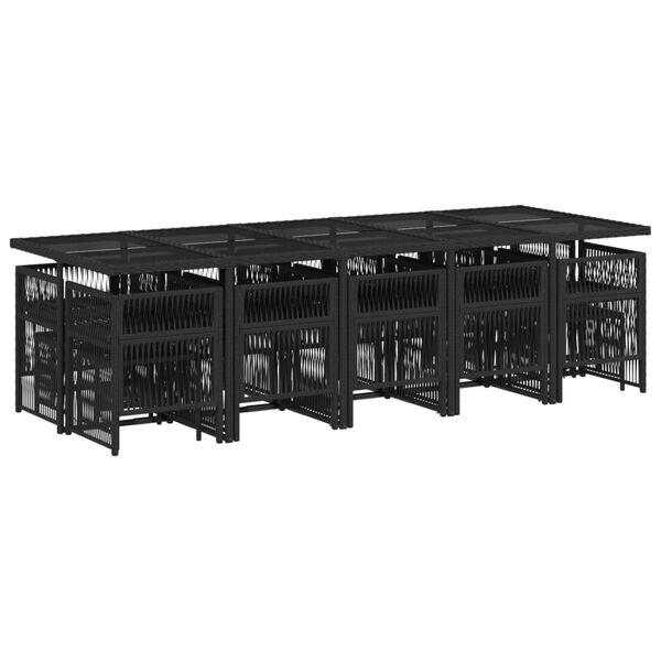 vidaXL 15-osaline aia s&ouml;&ouml;gim&ouml;&ouml;bli komplekt patjadega, must, pol&uuml;rotang