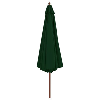 vidaXL päikesevari puidust postiga, 350 cm, roheline