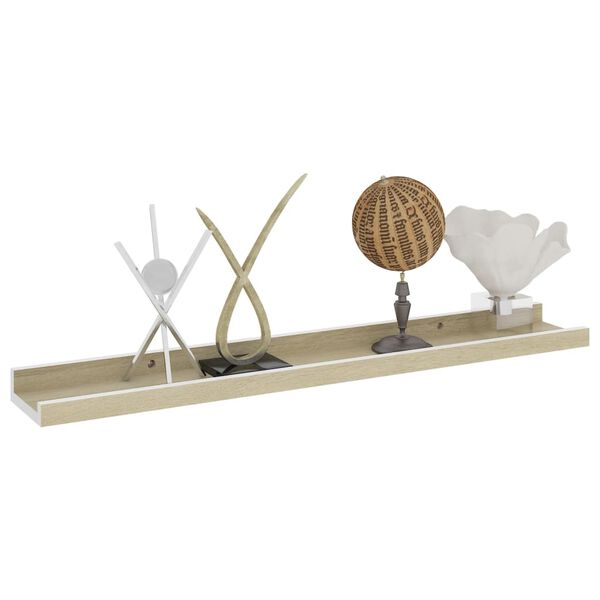 vidaXL seinariiulid, 4 tk, valge ja Sonoma tamm, 60 x 9 x 3 cm