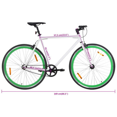 vidaXL ühekäiguline jalgratas, valge ja roheline, 700C 55 cm