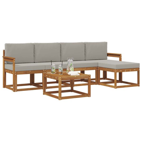 vidaXL V&auml;li diivanikomplekt padjaga 6 pcs Looduslik ja Hele Hall