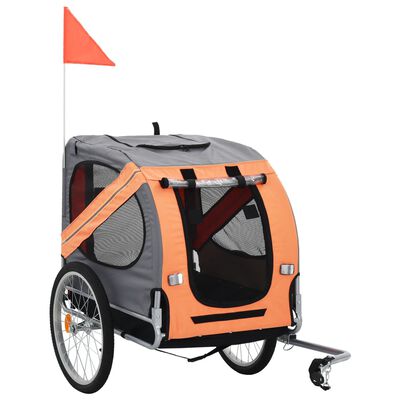 vidaXL jalgratta järelkäru koerale, oranž ja hall