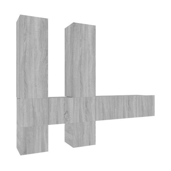 vidaXL 7 -osaline telerikappide komplekt, hall Sonoma, tehispuit