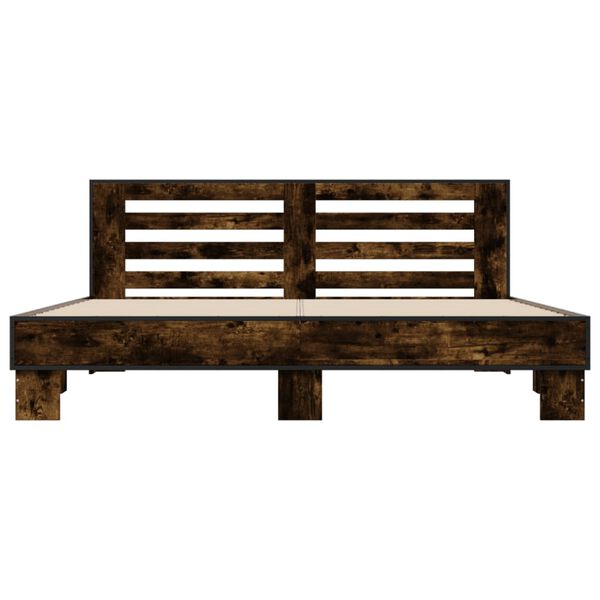 vidaXL voodiraam, suitsutatud tamm, 200 x 200 cm, tehispuit ja metall