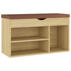 vidaXL jalatsipink padjaga, Sonoma tamm, 80x30x47 cm, tehispuit