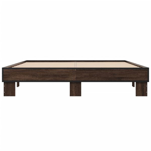 vidaXL voodiraam, pruun tamm, 150 x 200 cm, tehispuit ja metall