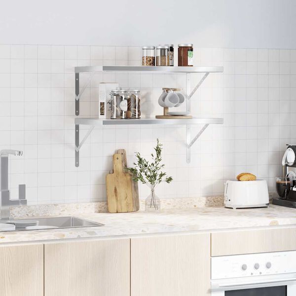 vidaXL seinariiulid 2 tk, 75x40 cm, h&otilde;bedane, roostevaba teras