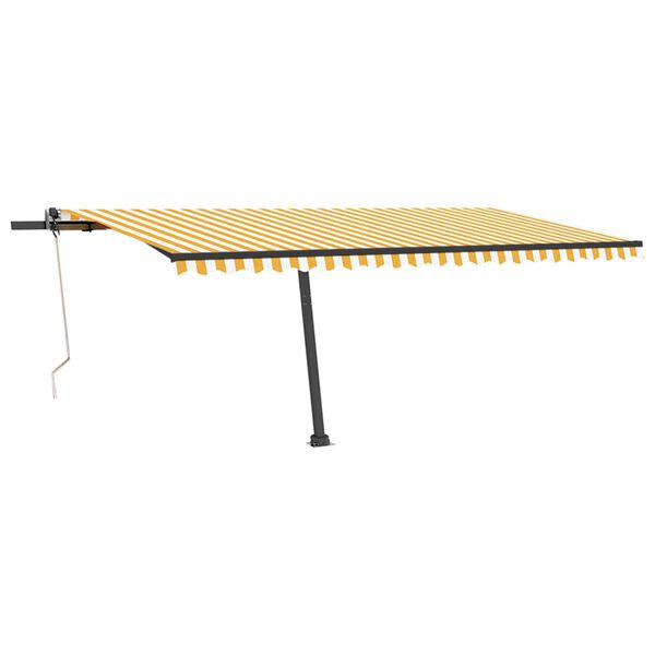 vidaXL automaatne varikatus, LED, tuuleandur, 500x350 cm kollane/valge