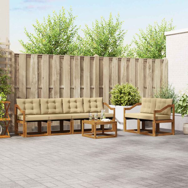 vidaXL V&auml;li diivanikomplekt padjaga 7 pcs Looduslik ja beež