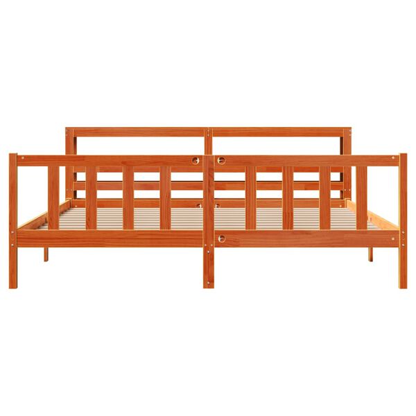 vidaXL voodiraam peatsiga, vahapruun, 200 x 200 cm, männipuit